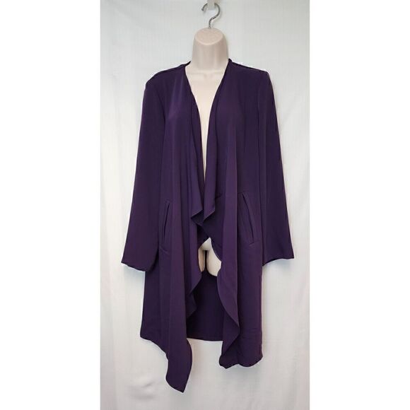 NINE WEST Womens Purple Ruffled Open Cardigan Jacket Size Small - Picture 3 of 8
